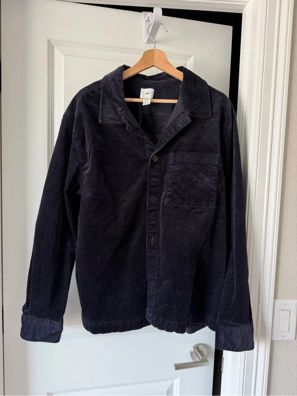 H&M Men's Dark Navy Corduroy Shirt Jacket
